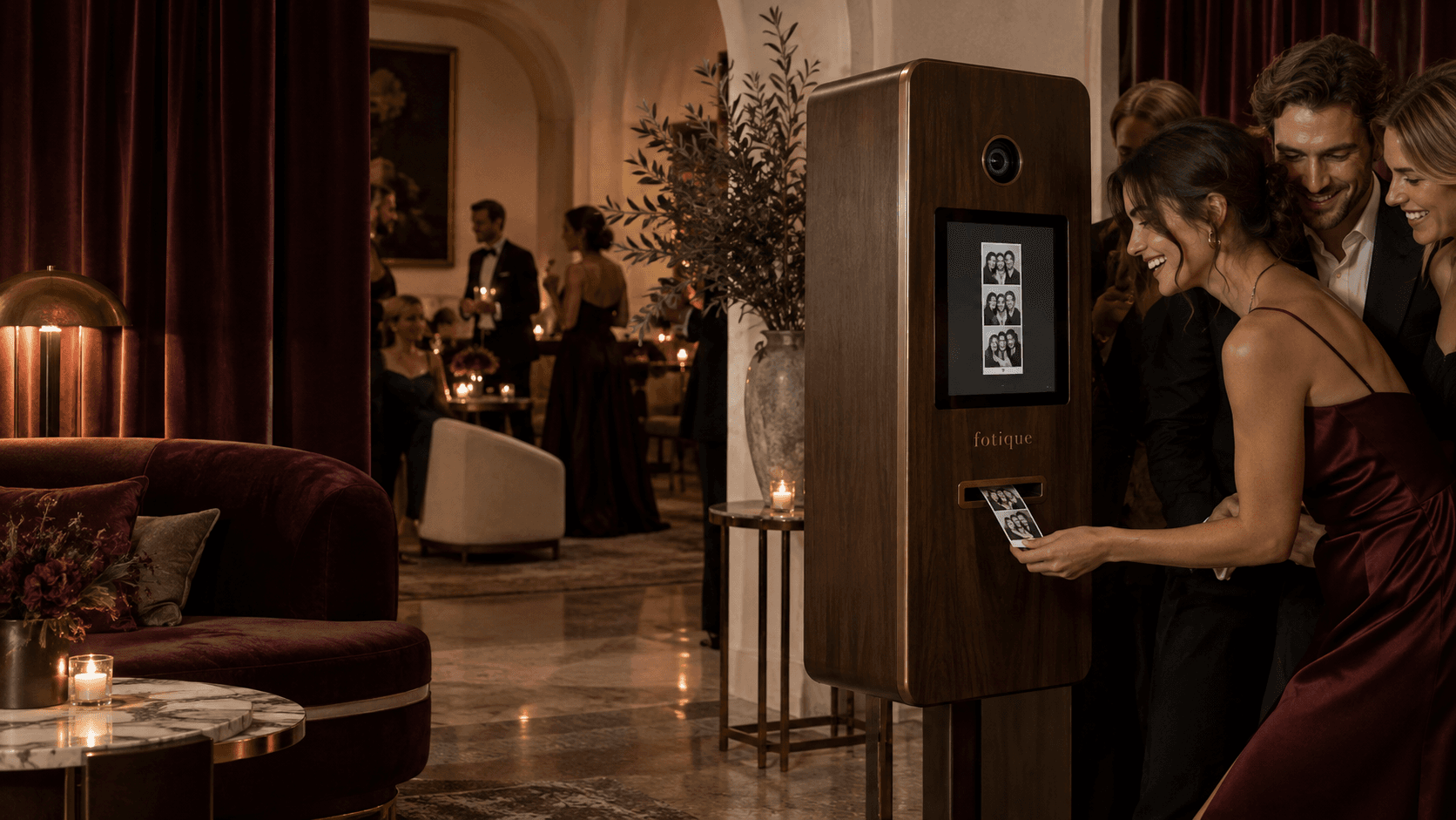 Fotique photobooth in een stijlvolle hotellounge